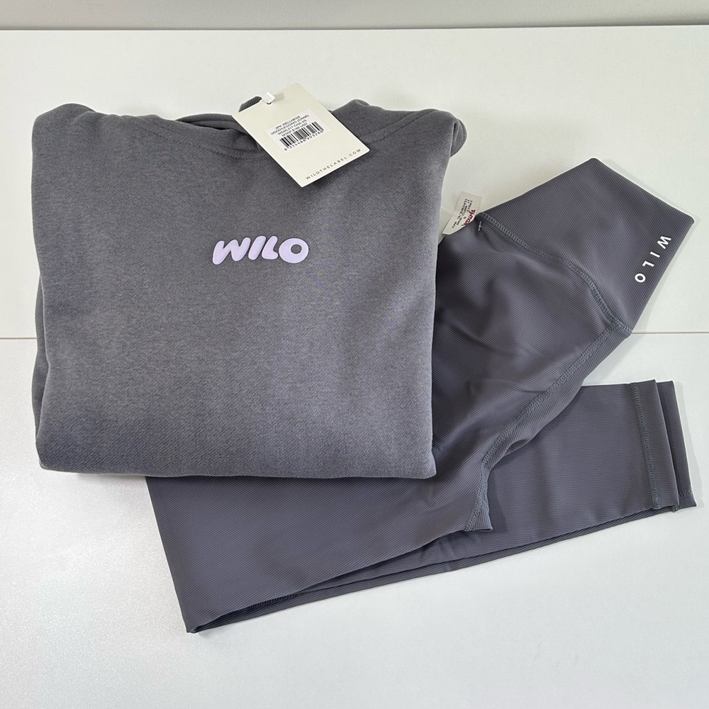 WILO THE LABEL Wellness Club 2pc Set Hoodie & Legging Charcoal Gray XS NWT $166 - Picture 2 of 9